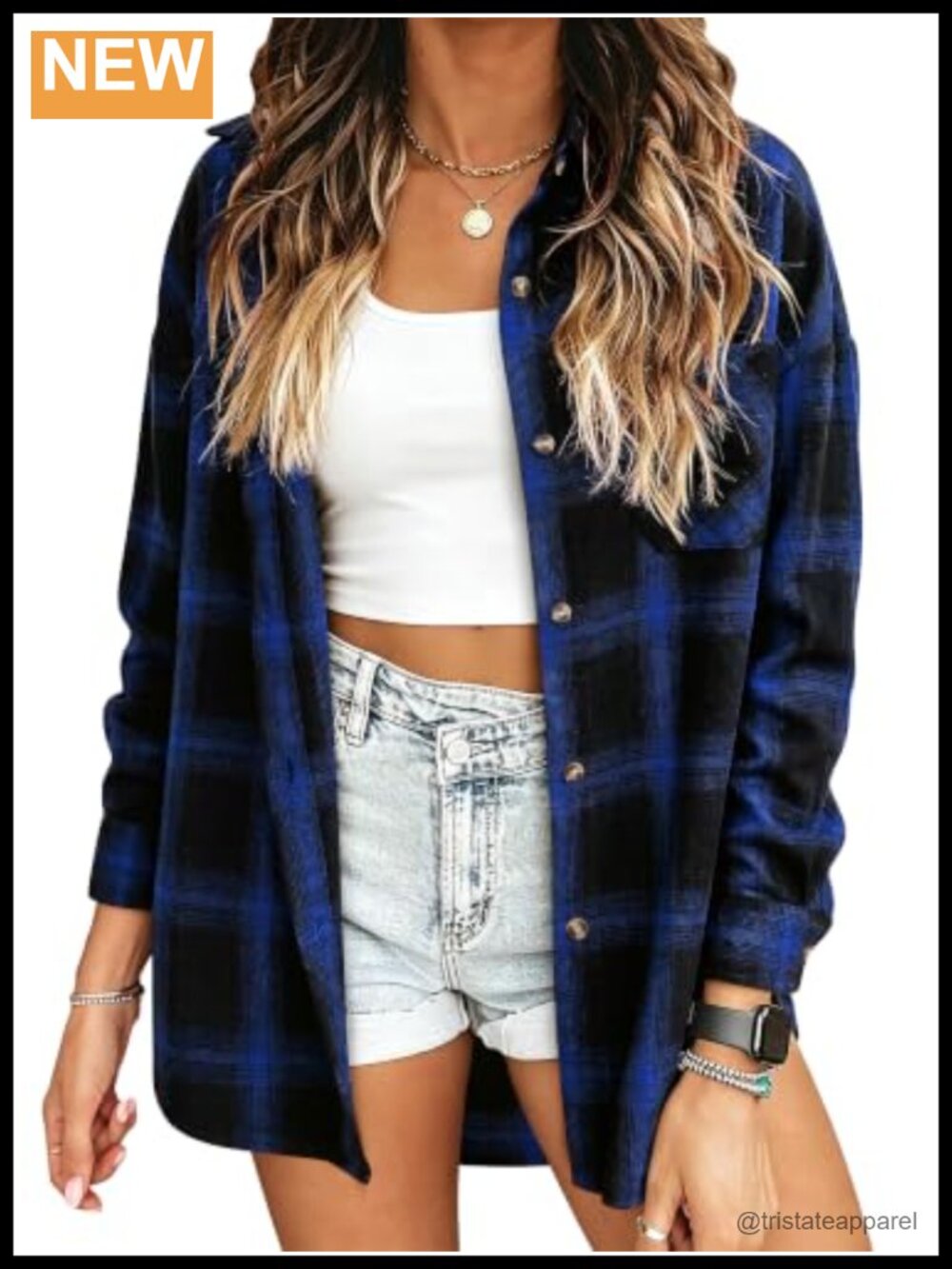 Womens Plaid Flannel Button Down Long Sleeve Shirt Jacket
